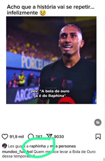 Raphinha polubił post o tym, że nie zdobędzie Złotej Piłki