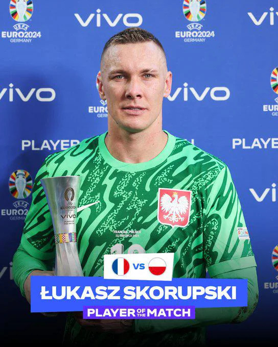 Łukasz Skorupski najlepszy piłkarz meczu Francja Poska
